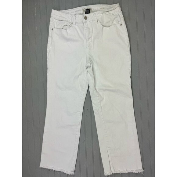 Rewash Size 9 29 Womens Jeans Crop White Raw Hem Stretch Hi Rise - Picture 1 of 4